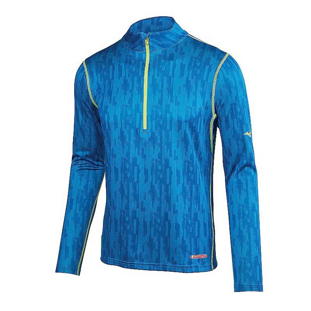 Base Layer Mizuno Breath Thermo Half Cremallera Para Hombre Azules/Amarillos 9735682-LT